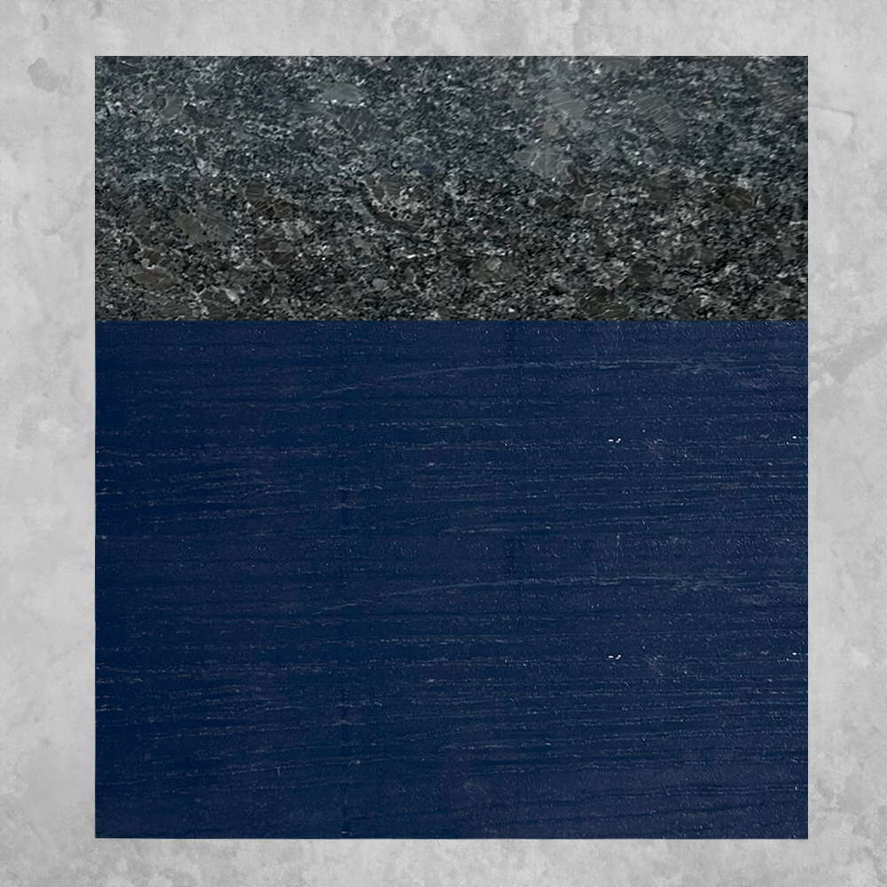 8ft Outdoor Kitchen - Blue Cabinet w/ Black Granite Countertop