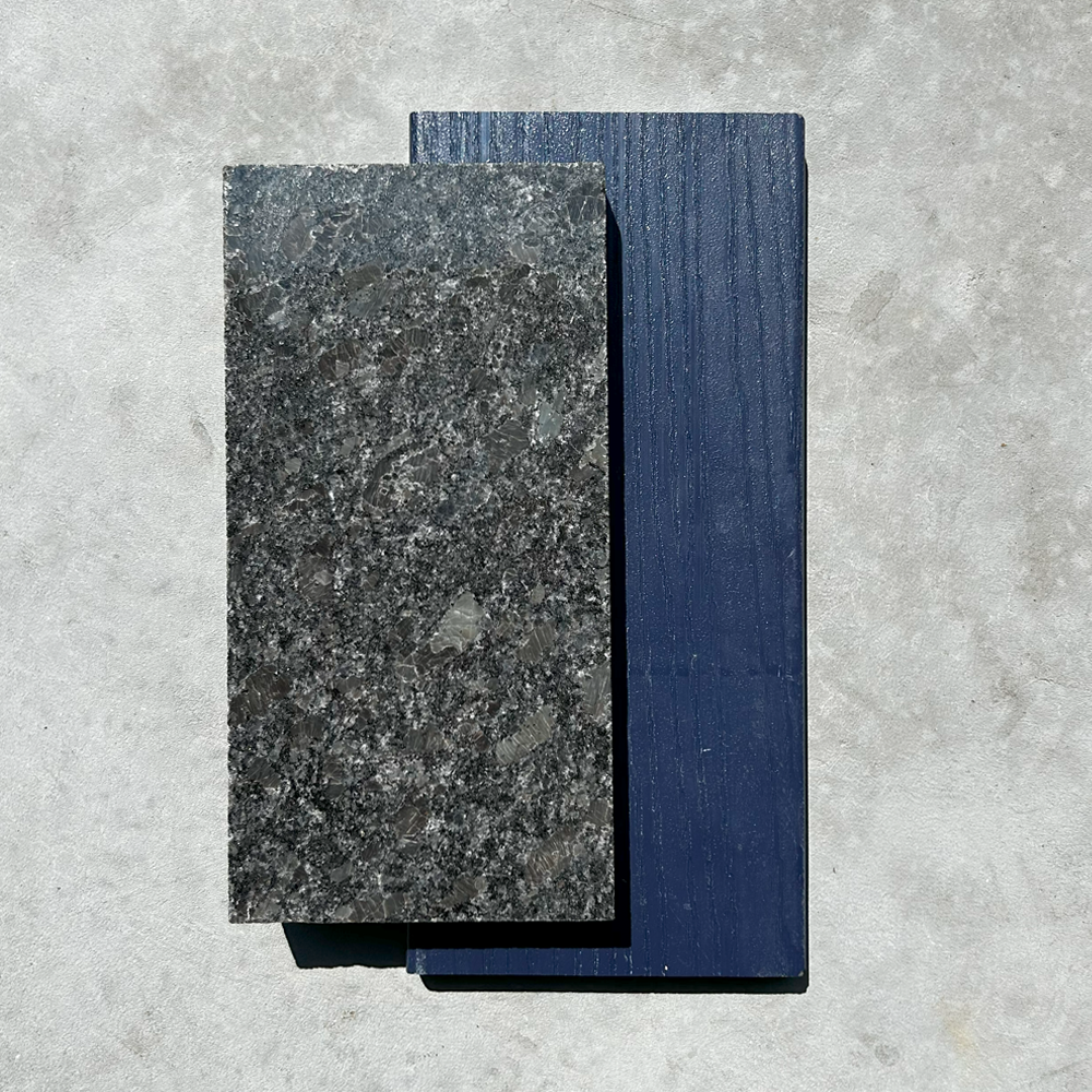 8ft Outdoor Kitchen - Blue Cabinet w/ Black Granite Countertop