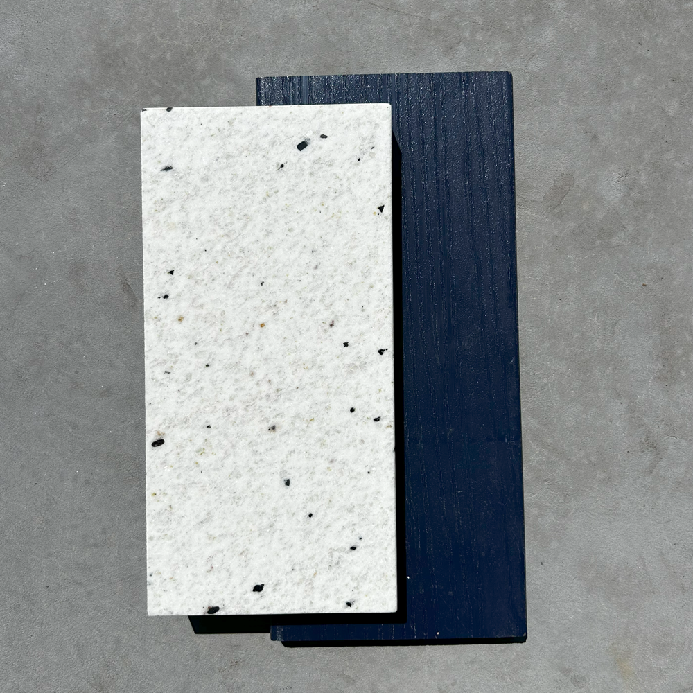 8ft Outdoor Kitchen - Blue Cabinet w/ White Granite Countertop