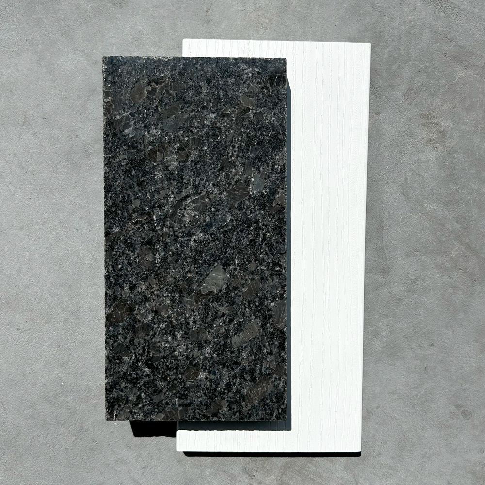 8ft Outdoor Kitchen - White Cabinet w/ Black Granite Countertop