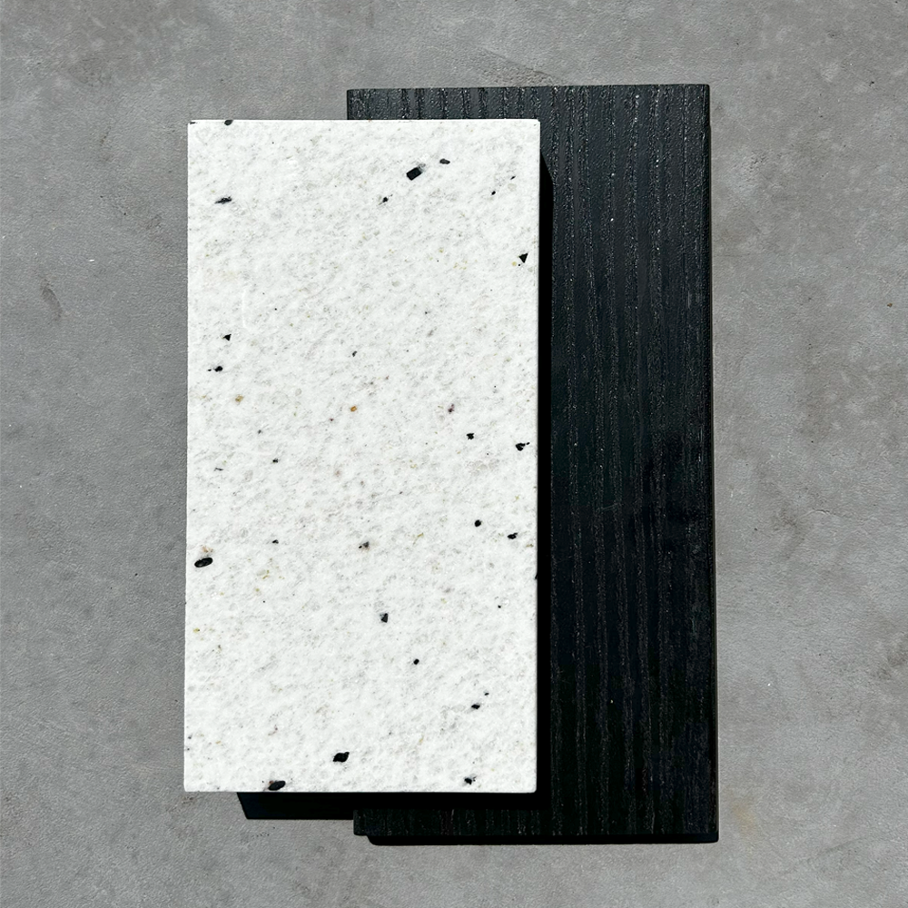 8ft Outdoor Kitchen - Black Cabinet w/ White Granite Countertop